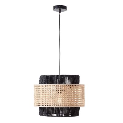 Lampada a sospensione in rattan beige, Quirien