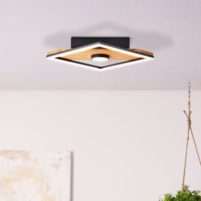 Plafoniera in legno nera, Virginia, 18W, 3000K LED