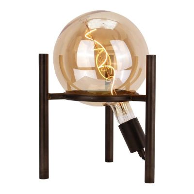 Lampada da tavolo nera retrò, Alvin, con interruttore