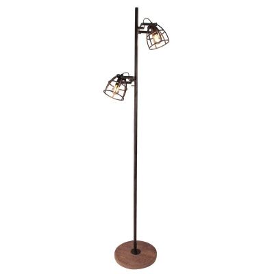 Lampada da terra nera industriale, Calvin, con interruttore