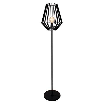 Lampada da terra nera industriale, Annabel, con interruttore