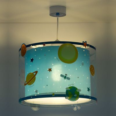 Lampada a sospensione per bambini blu in plastica, Planets