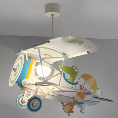 Lampada a sospensione per bambini multicolore in plastica, Crocodile plane
