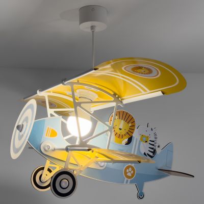 Lampada a sospensione per bambini blu in plastica, Lion plane