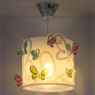 Lampada a sospensione per bambini blu in plastica, Butterfly
