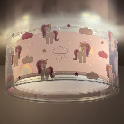 Lampada da soffitto per bambini rosa in plastica, Unicorn
