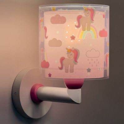 Applique da parete per bambini rosa in plastica, Unicorn