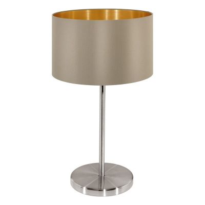 Lampada da tavolo dorata in tessuto, Terme, con interruttore