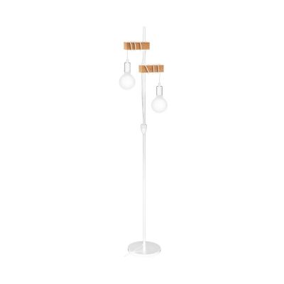 Lampada da terra in legno bianca, Anton, con interruttore