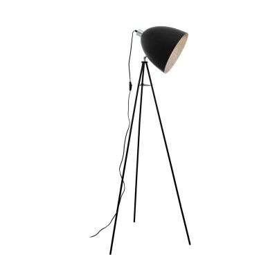 Lampada da terra nera in acciaio, Eltjo, con interruttore