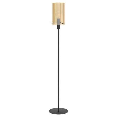 Lampada da terra nera in acciaio, Ritesh, con interruttore