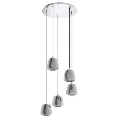 Lampada a sospensione cromata in vetro, Gauke