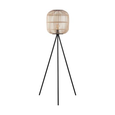 Lampada da terra treppiede nera in acciaio, Ankie, con interruttore