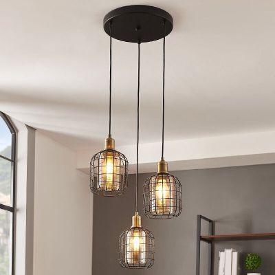 Lampada a sospensione nera in acciaio, Maida