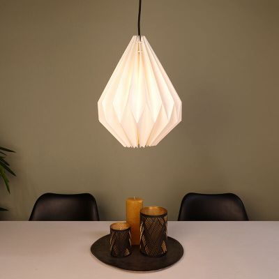 Lampada a sospensione di carta bianca, Leco