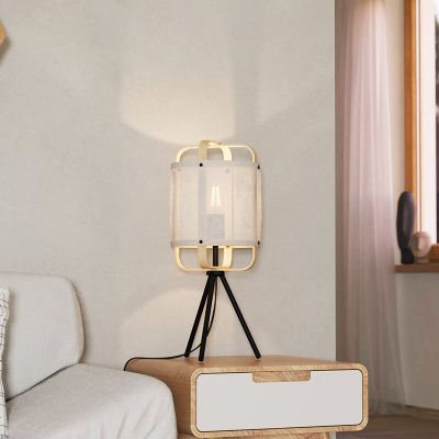 Lampada da tavolo bianca in tessuto, Rocco, con interruttore