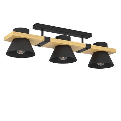 Lampada da soffitto nera in legno, Juanita