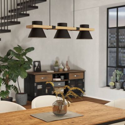 Lampada a sospensione nera in legno, Juanita