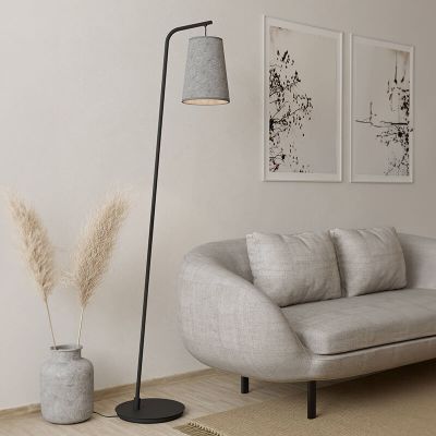 Lampada da terra grigia in tessuto, Allan, con interruttore