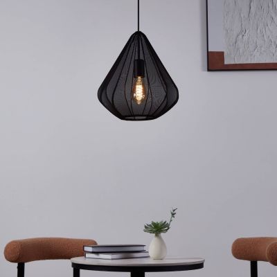 Lampada a sospensione nera in acciaio, Agnese