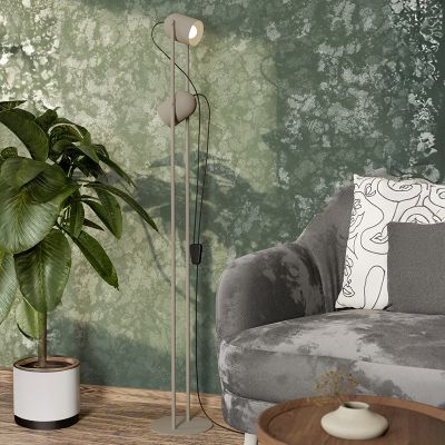 Lampada da terra marrone in acciaio, Tjitte, con interruttore