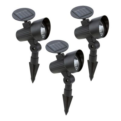 Faretto da giardino nero in plastica, Zora, 1W, 3000K LED, IP44, con interruttore