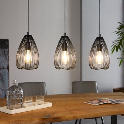 Lampada a sospensione nera in acciaio, Maiky