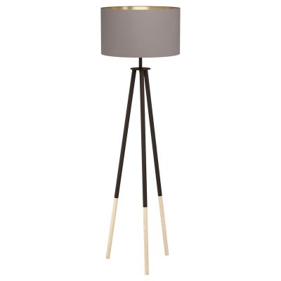 Lampada da terra treppiede in legno marrone, Anish, con interruttore