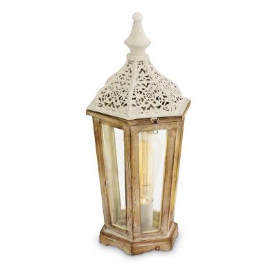 Lampada da tavolo argenta in legno, Abdelwahed, con interruttore