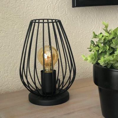 Lampada da tavolo nera metallo, Kitana, con interruttore