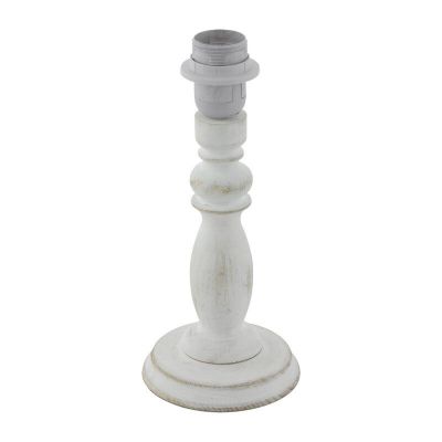 Lampada da tavolo senza paralume in legno bianca, Akin, con interruttore