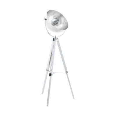 Lampada da terra treppiede bianca in acciaio, Nickolas, con interruttore