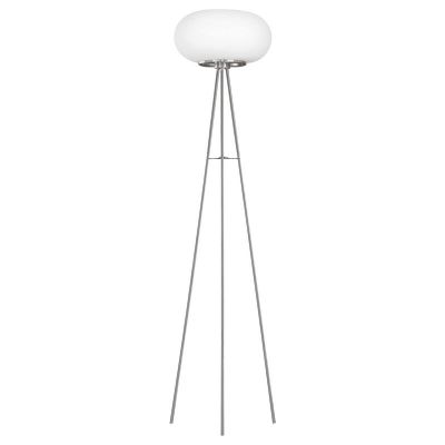 Lampada da terra treppiede in nichel in vetro, Skyler, con interruttore