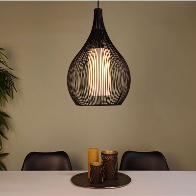 Lampada a sospensione nera in vetro, Maritima