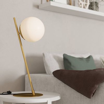 Lampada da tavolo in ottone in vetro, Polly, con interruttore