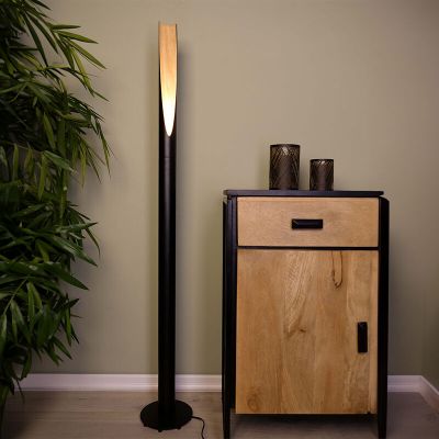 Lampada da terra marrone in alluminio, Aloysius, con interruttore