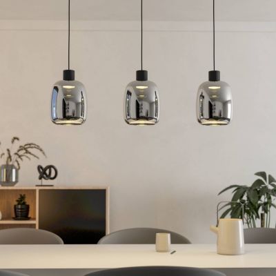 Lampada a sospensione intelligente nera in vetro, Tamika, 3,7W, RGBW LED