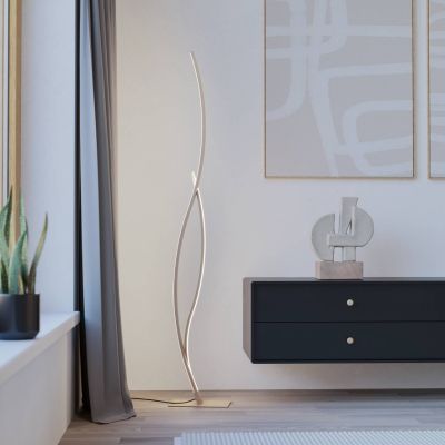 Lampada da terra marrone in acciaio, Tevin, 20W, 4000K LED, con interruttore