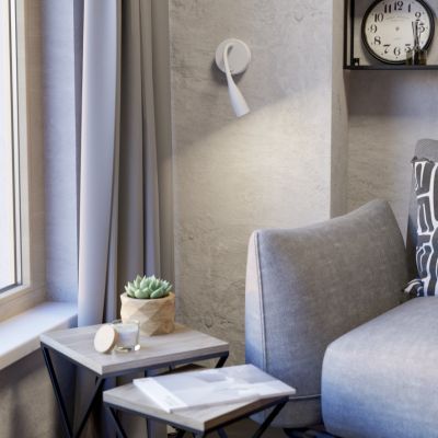 Applique da parete bianca in plastica, Obbe, 3,8W, 3000K LED, con interruttore