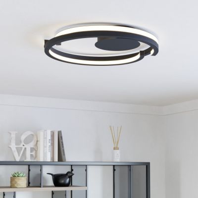 Plafoniera nera in plastica, Madhvi, 20W, bianco regolabile tra caldo e freddo LED, con telecomando