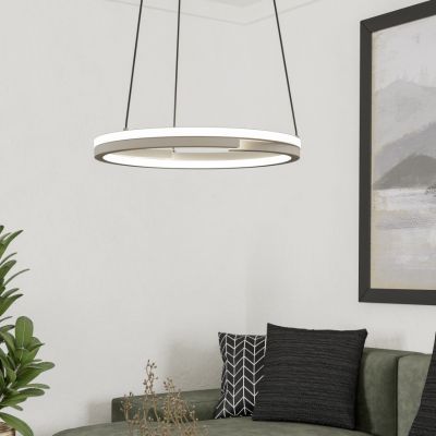 Lampada a sospensione bianca in plastica, Madhvi, 20W, bianco regolabile tra caldo e freddo LED, con telecomando