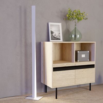 Lampada da terra bianca in plastica, Birkan, 10,5W, RGBW LED, con telecomando