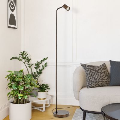 Lampada da terra di bronzo in acciaio, Rochdi, con interruttore