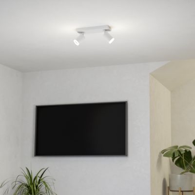 Plafoniera smart bianca in alluminio, Mayke, 3,7W, RGBW LED, con telecomando