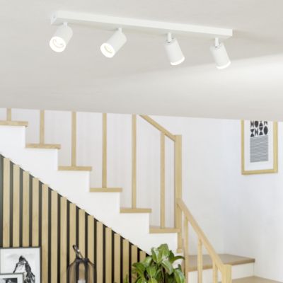 Plafoniera smart bianca in alluminio, Mayke, 3,7W, RGBW LED, con telecomando