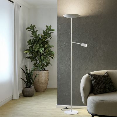 Lampada da terra bianca in acciaio, Crijn, 26,5W, 2700K LED, con controllo touch
