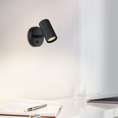 Faretto da parete nero in alluminio, Vikram, con interruttore