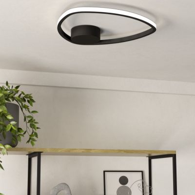 Lampada da soffitto nera in alluminio, Minouche, 9,7W, white switch LED, con telecomando