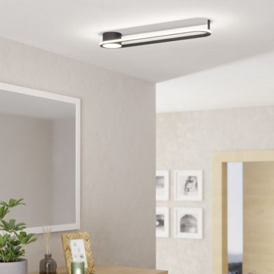 Lampada da soffitto nera in acciaio, Constance, 24W, white switch LED