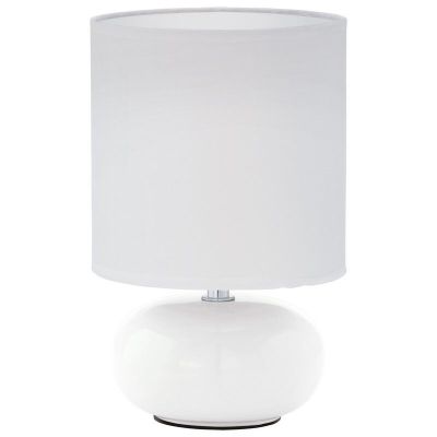 Lampada da tavolo bianca in tessuto, Matthew, con interruttore